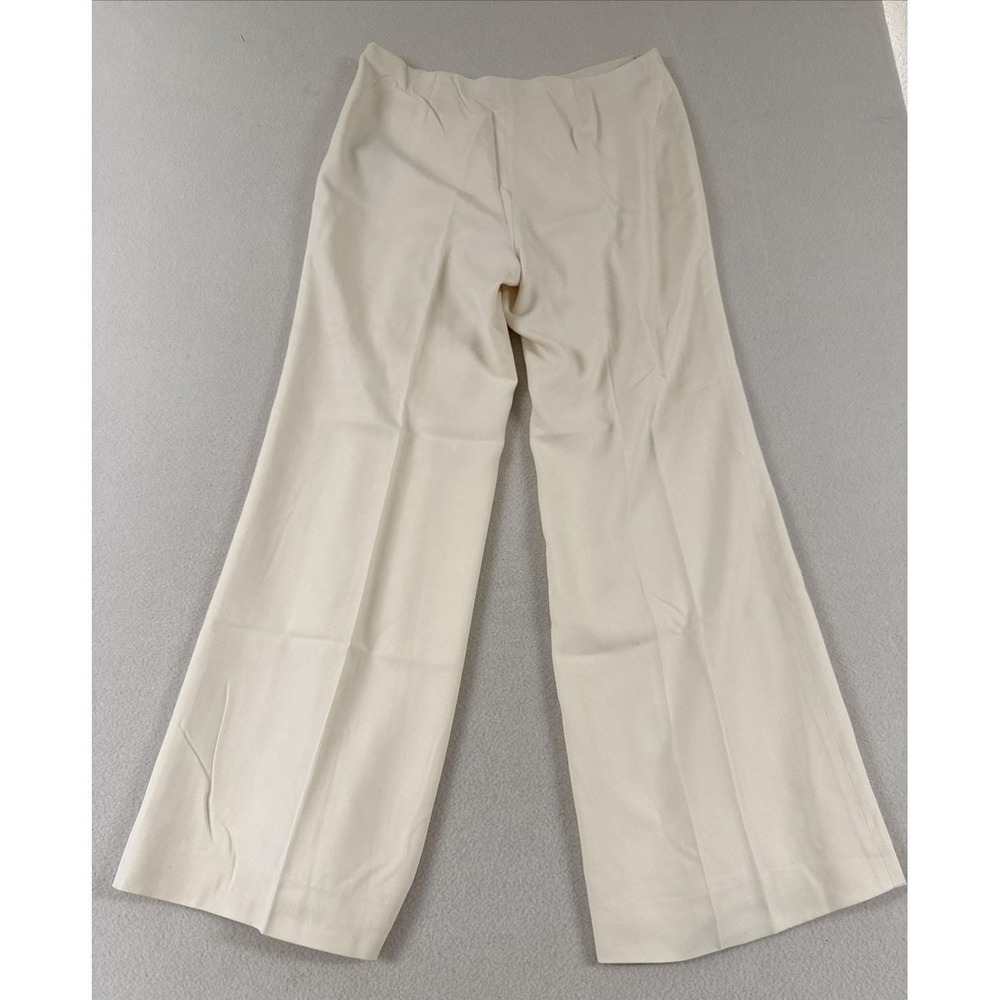 Vtg Lauren Ralph Lauren 100% Silk Wide Leg Pants Ivory Sz 12 Career Office New - Picture 2 of 15